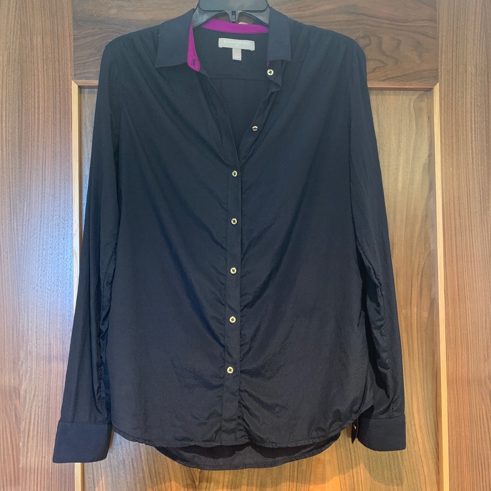 Banana Republic Navy Silk button down blouse (S)